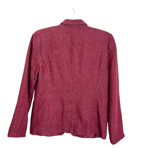 Lucky Brand burgundy linen blend 2 button roll sleeve unlined blazer jacket S - Picture 4 of 14